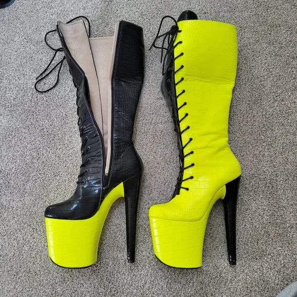 Used - Hella Heels Limited Edition Snapped - Black/Neon US 9 / EU 40 - Picture 4 of 12